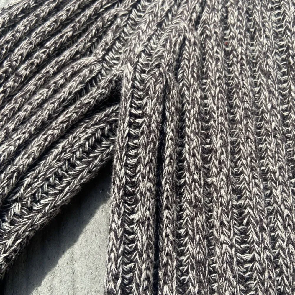 J. Crew Women’s M 100% Cotton Ribbed Marled Turtleneck Sweater Brown/Grey Y2K